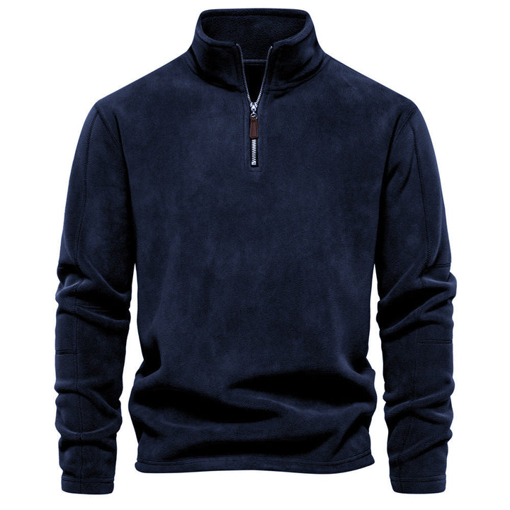Herr Lätt Fleece Pullover med Kort Dragkedja och Ståkrage