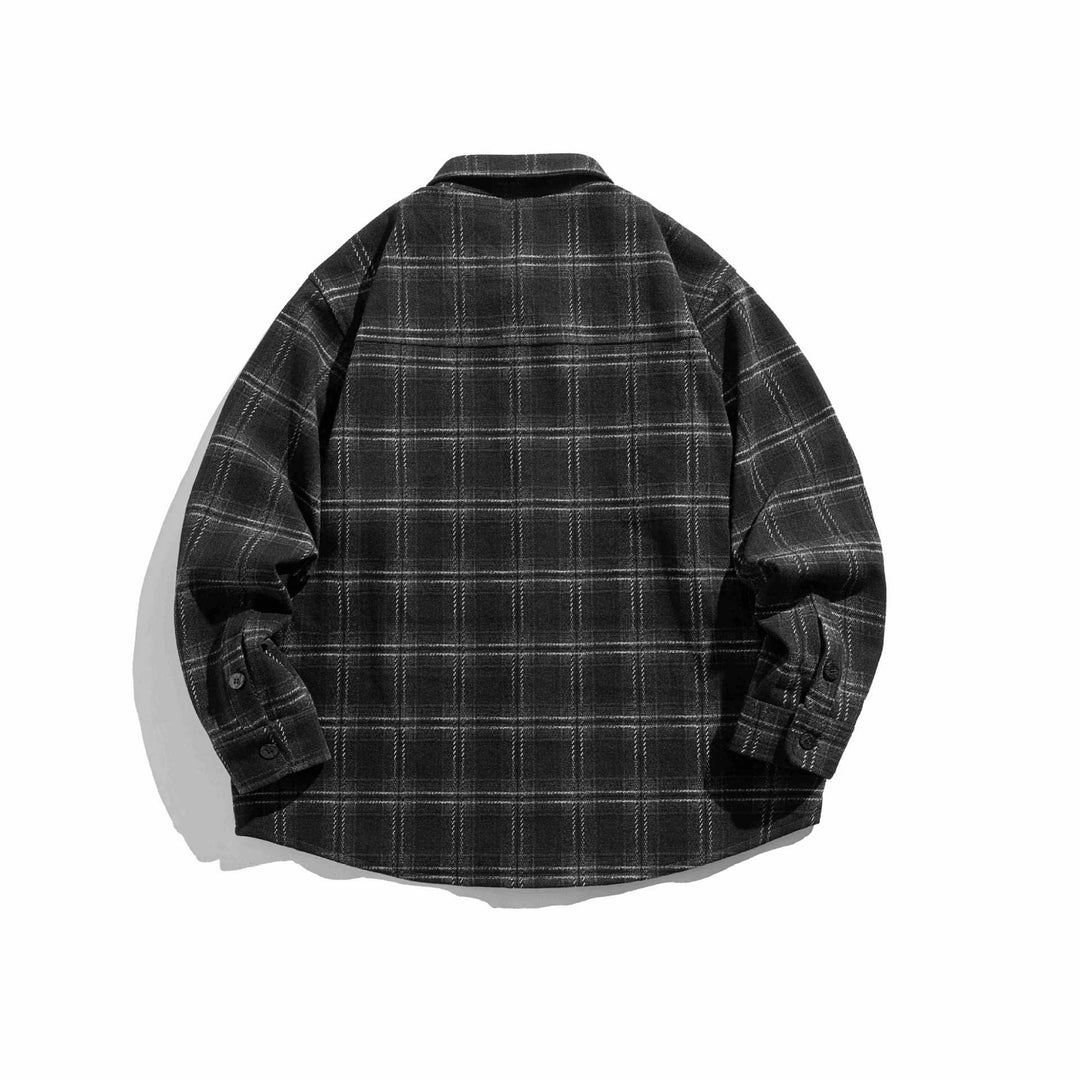 Herr Rutig overshirt tillverkad av fluffy twill med skjortkrage
