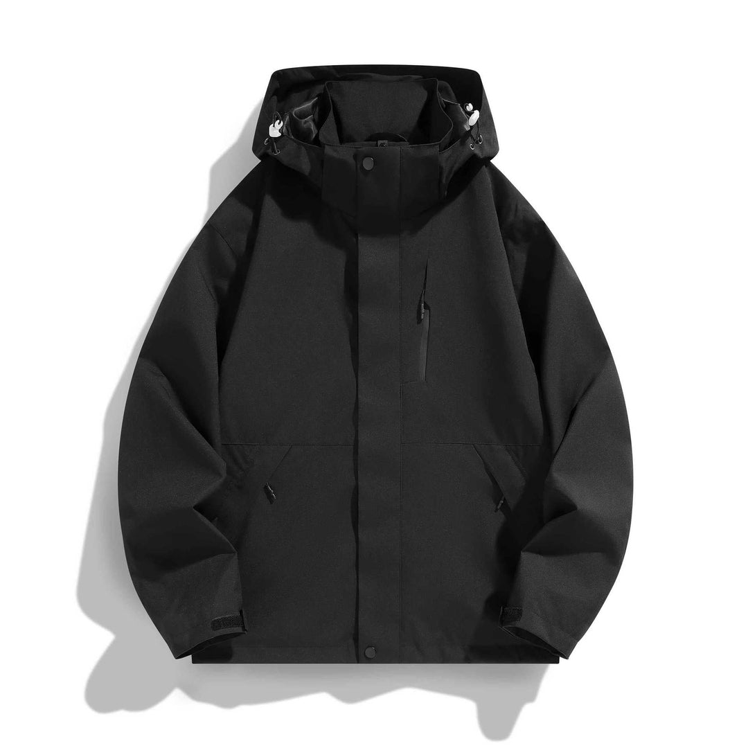 Dam vattenavvisande med huva övergångsjacka med justerbar huva, dold fram Placket och Multifunctional fickor