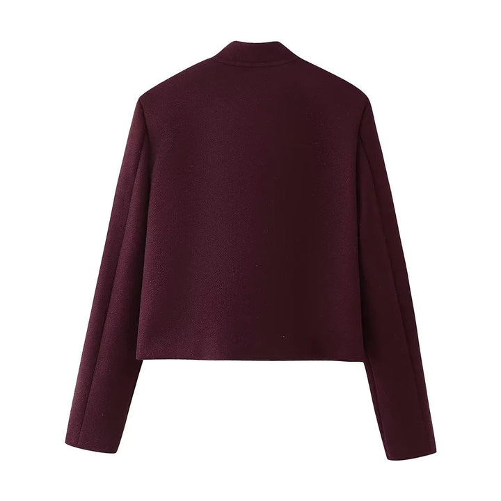 Dam cropped military jacka med ståkrage, epaulettes och applied flap fickor