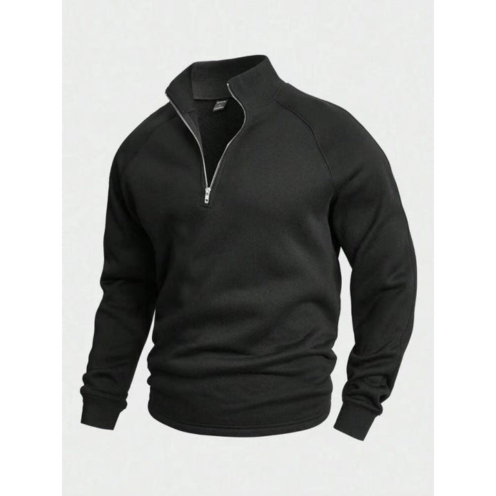 Herr Fleece Halv Dragkedja Pullover med Ståkrage och Raglanärmar