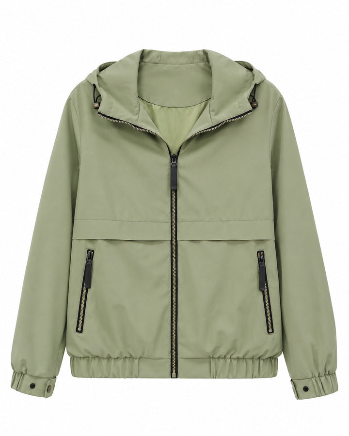 Dam lätt med huva Windbreaker med vattenavvisande Coating, dragkedja och Elastic fåll