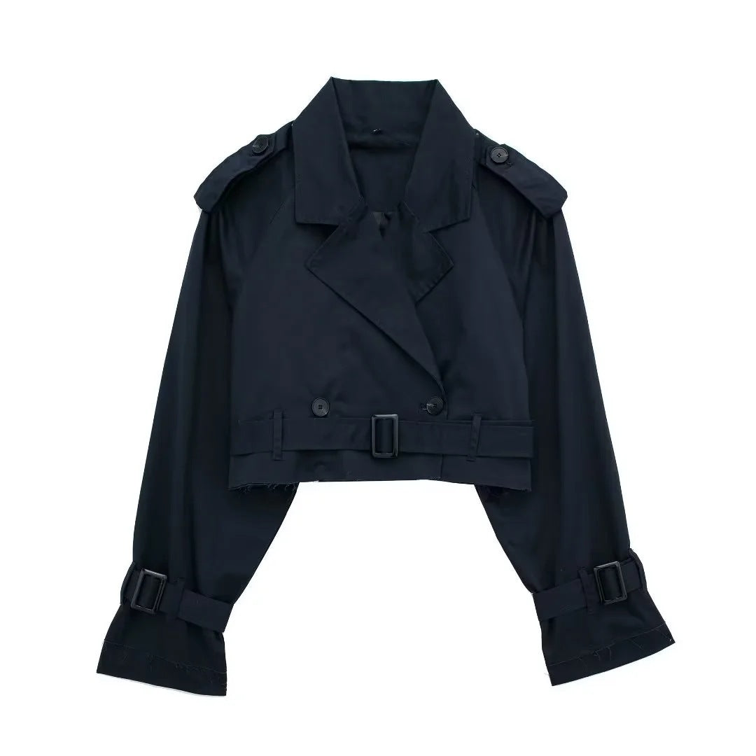 Dam stilren kort trenchcoat