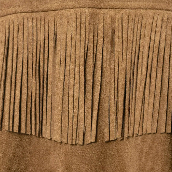 Dam Kort Velour Fringed Jacka med Notched Lapel