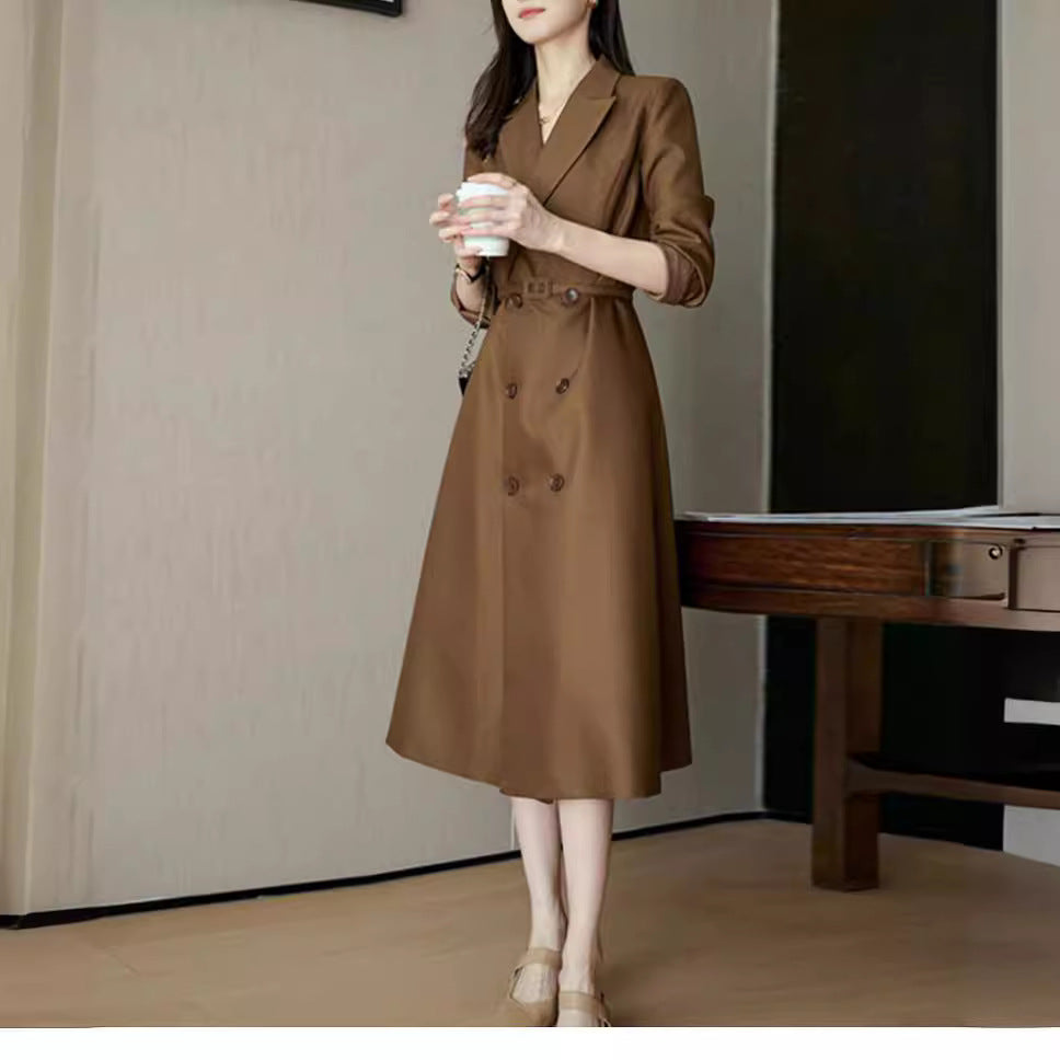 Dam elegant trenchcoat med Double knappslå och midjebälte