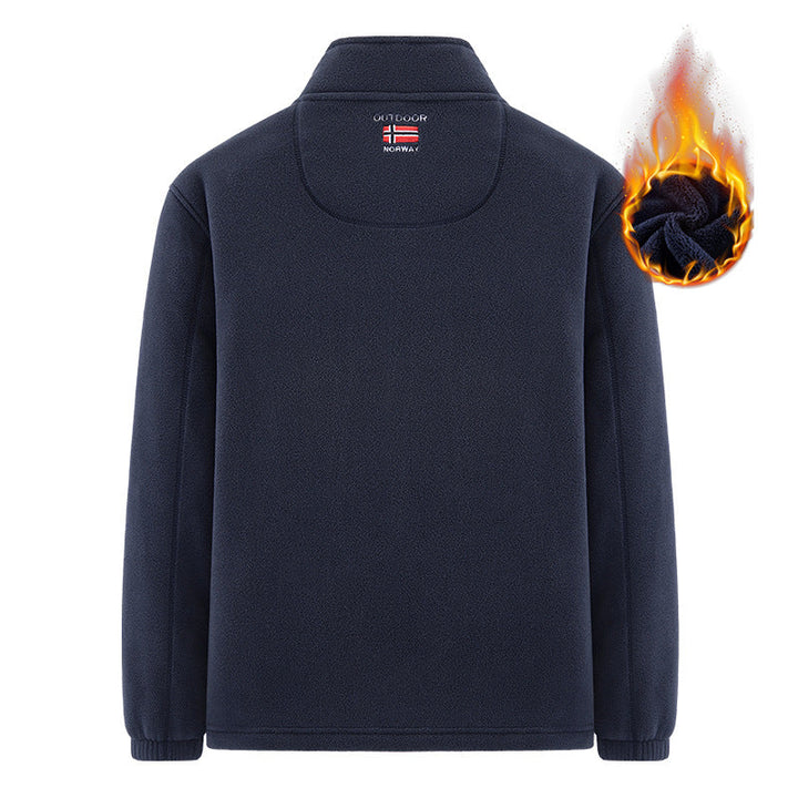 Herr Insulating Zip Fleece Jacka med Hög Krage och Mjuk Teddyfoder