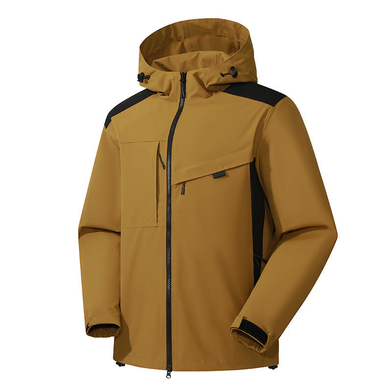 Herr Softshell Utomhus Jacka med Vattentät Membrane och Justerbar Huva