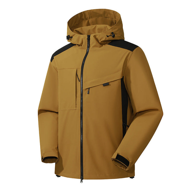 Herr Softshell Utomhus Jacka med Vattentät Membrane och Justerbar Huva