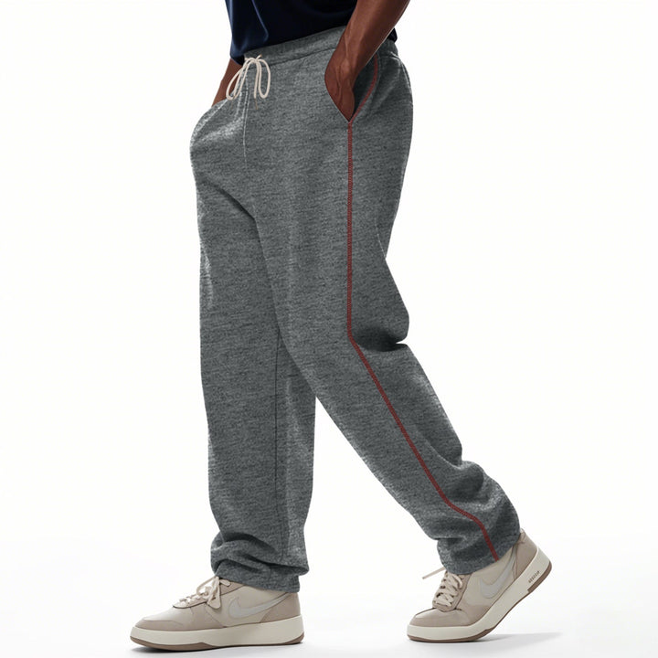 Herr Casually Fitting Mjukisbyxor med Side Decorative Seam, Elastic Comfort Waistband, och Deep Sidofickor