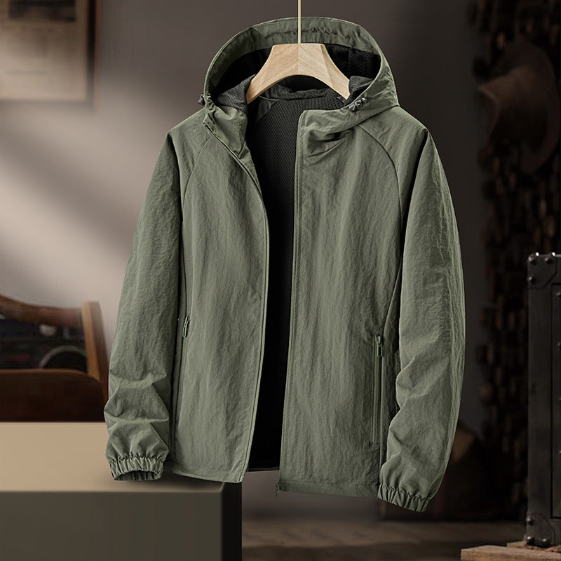 Herr Ultralight med huva Windbreaker med meshfoder och vattenavvisande Exterior