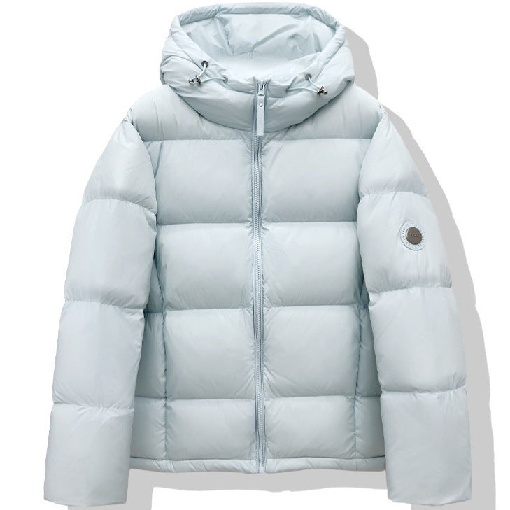 Dam kort vadderad jacka med XXL huva och square quiltning