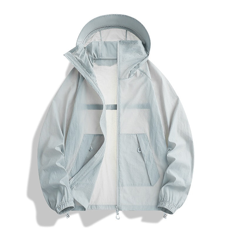 Herr Lätt Wind och Water Resistant med Huva Övergångsjacka med Mesh Foder &amp; Dragsko