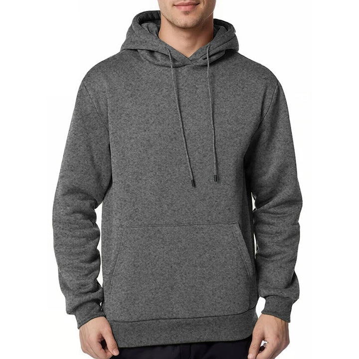 Herr Nan Minimalistisk Luvtröja med Mjuk Fleece Foder och Känguruficka