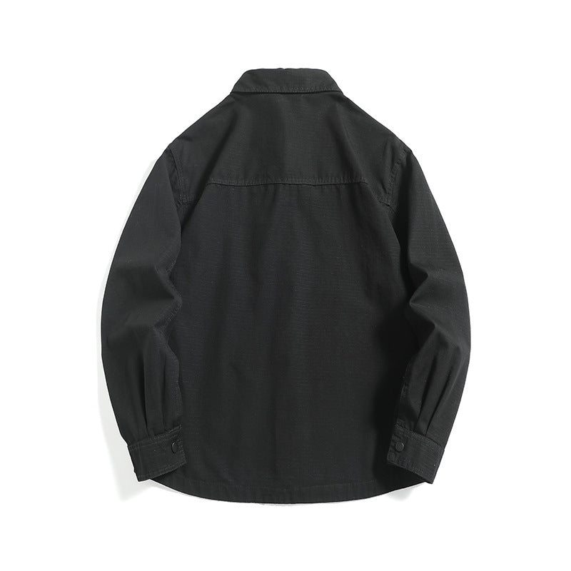 Herr ripstop overshirt med tryckknapp knäppslå, straight skärning och bröstficka