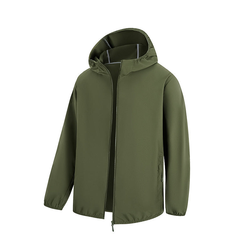 Herr Lätt Water-Repellent Jacka med Huva med Concealed Dragkedja och Dragsko