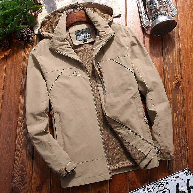 Herr Softshell Funktionell Jacka med Huva, Andningsbar Fleecefoder och Dold Dragkedjefickor