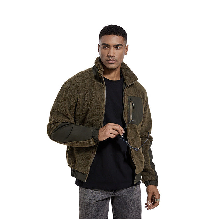 Herr Teddy Fleece Jacka med Stående Krage och Reinforced Inserts