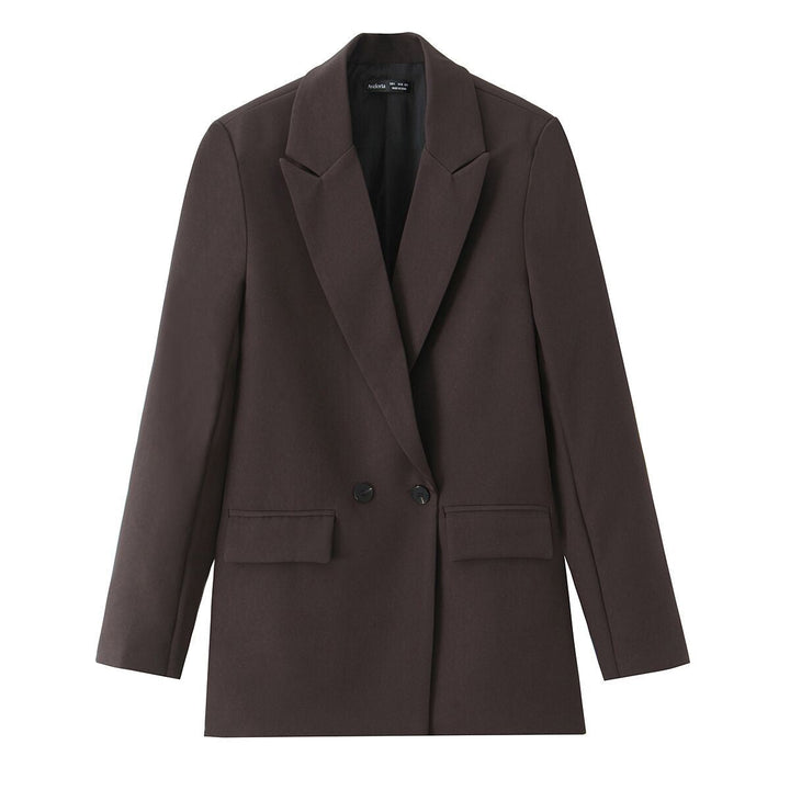 Dam figursydd lång blazer i oversized look med lapel krage och påsydda fickor
