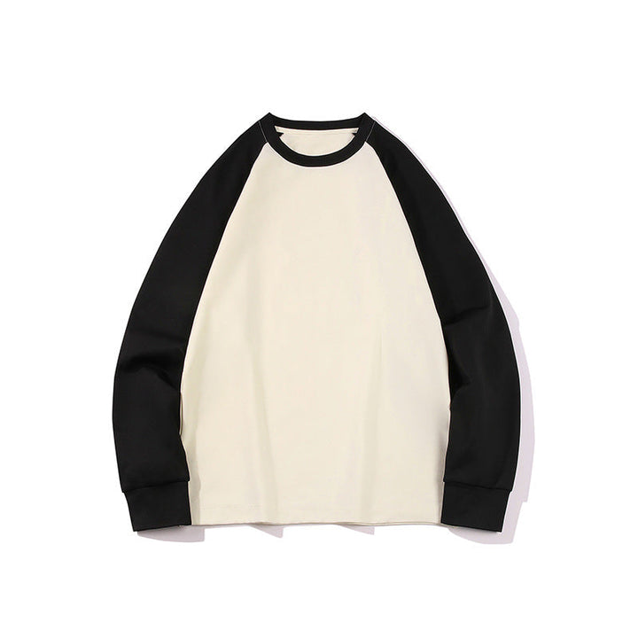 Herr Oversized Raglan College-Tröja med Färg Blocking och Ribbstickade Muddar