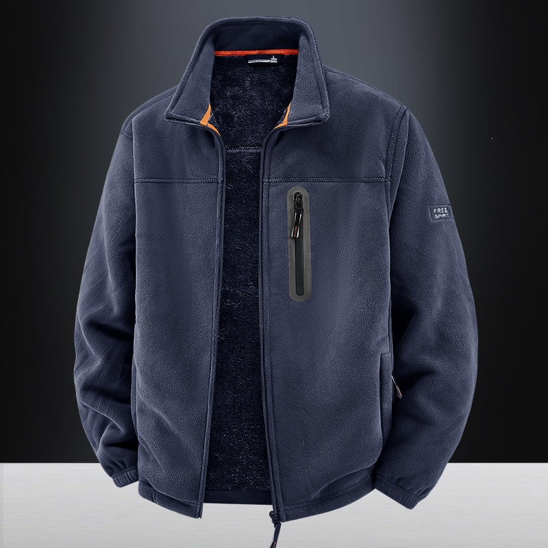 Herr Termisk Fleece Frilufts Jacka med Teddyfoder, Bröst Dragkedja &amp; Vindtät Yta