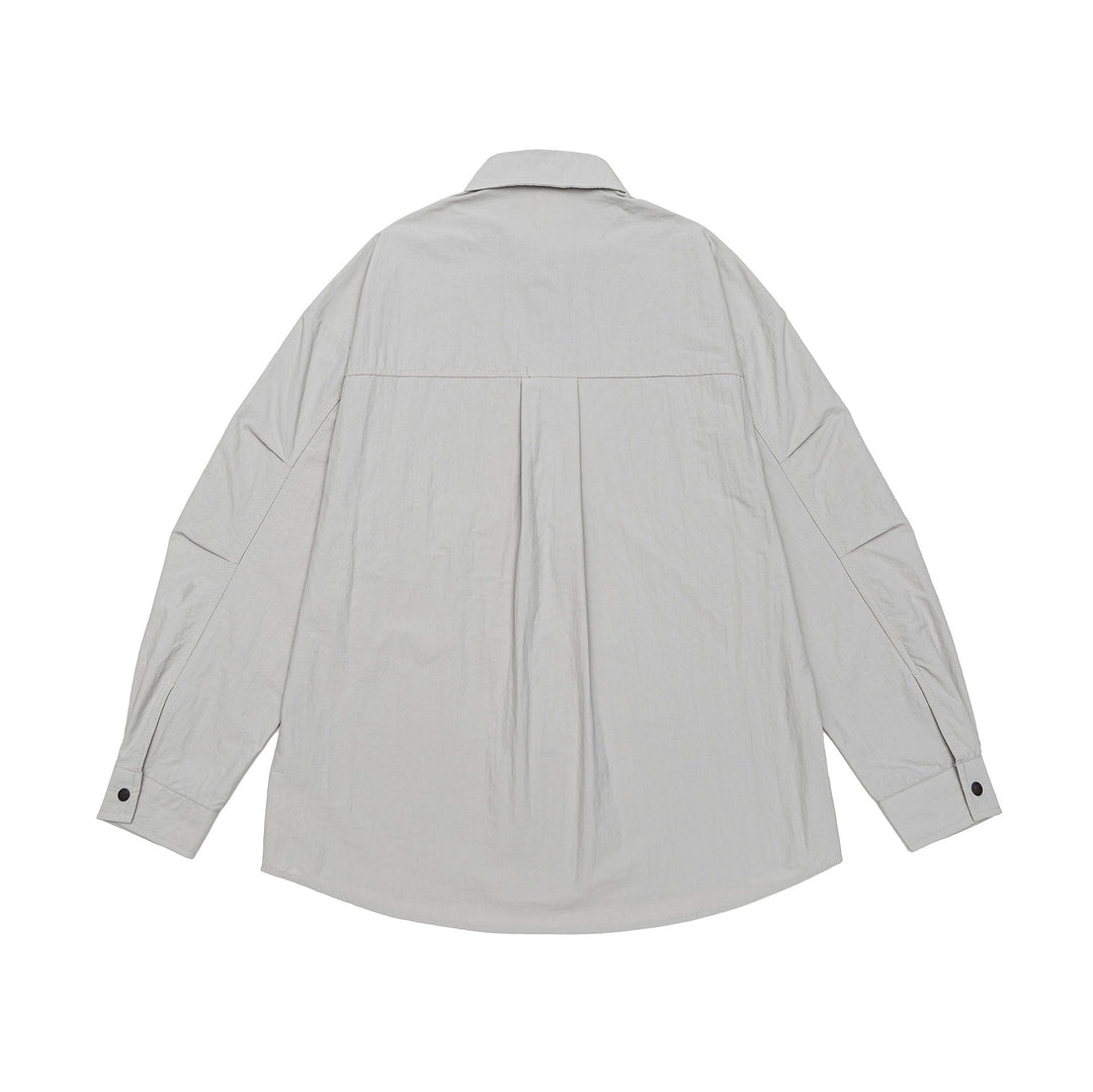 Unisex Light Overshirt i Coach Stil med Skjortkrage och Bröst Tryck