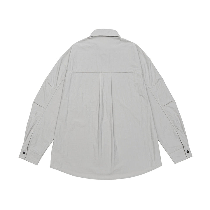 Unisex Light Overshirt i Coach Stil med Skjortkrage och Bröst Tryck