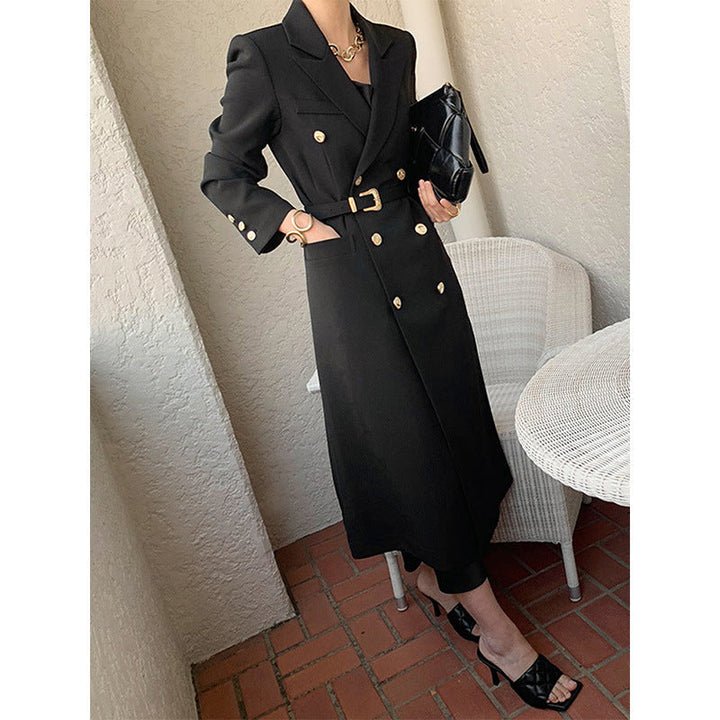 Dam elegant Double-breasted trenchcoat med midjebälte