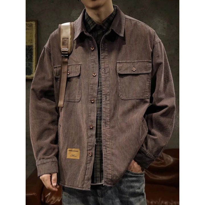 Herr Manchester Överskjortejacka med Patch Bröstfickor och Ledig Oversized Passform