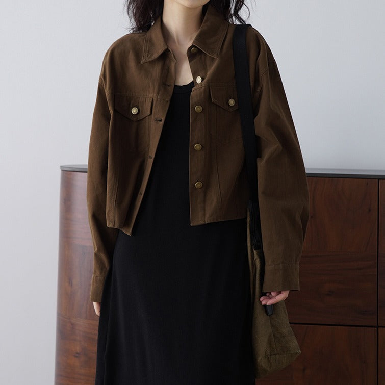 Dam modern oversize jacka med knappar och praktiska fickor
