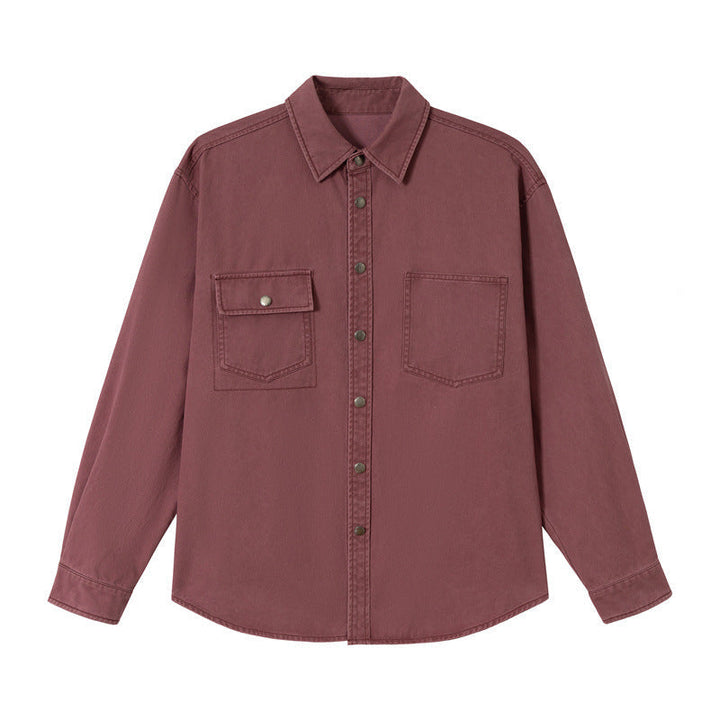 Dam Avslappnad Skjorta Jacka Gjord av Bomull Twill med Asymmetric Breast Ficka