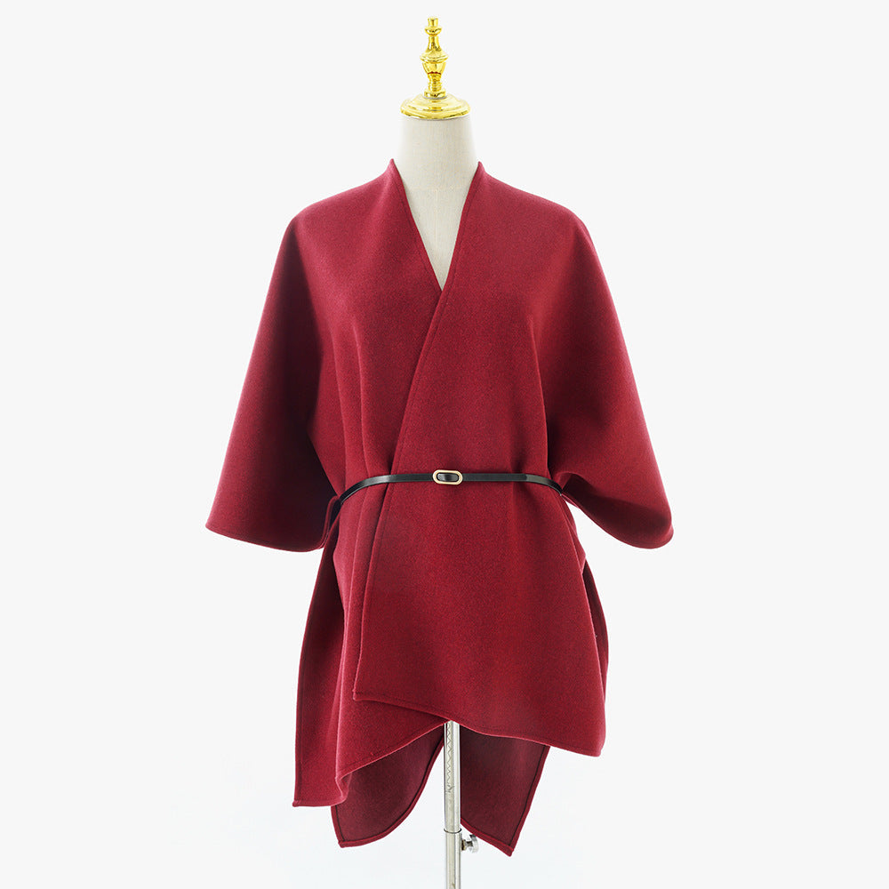 Dam oversized-capeponcho med Wrap look och V-Neck