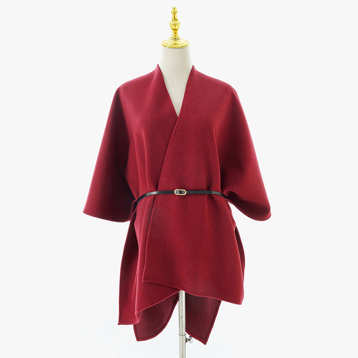 Dam oversized-capeponcho med Wrap look och V-Neck