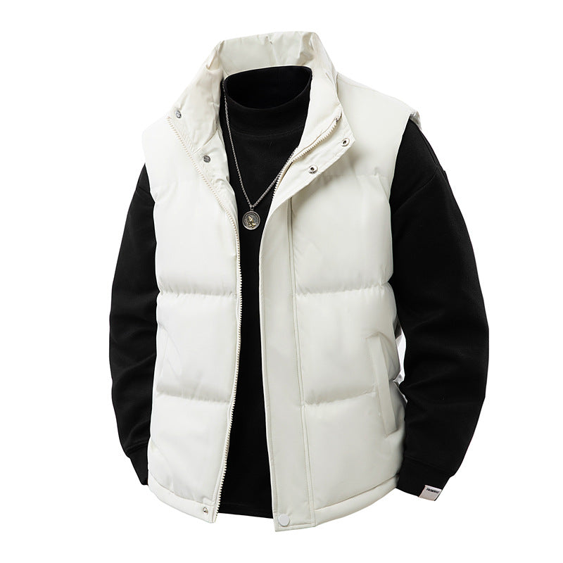 Herr Stilren Urban Quiltad Väst i Boxy Skärning med Hög Krage och Dold Tvåvägsdragkedja