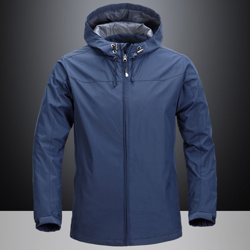 Unisex lätt Packable Rain och Wind jacka med justerbar huva och andningsbar foder