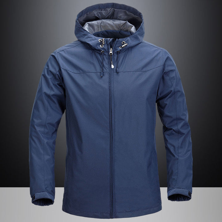 Unisex lätt Packable Rain och Wind jacka med justerbar huva och andningsbar foder