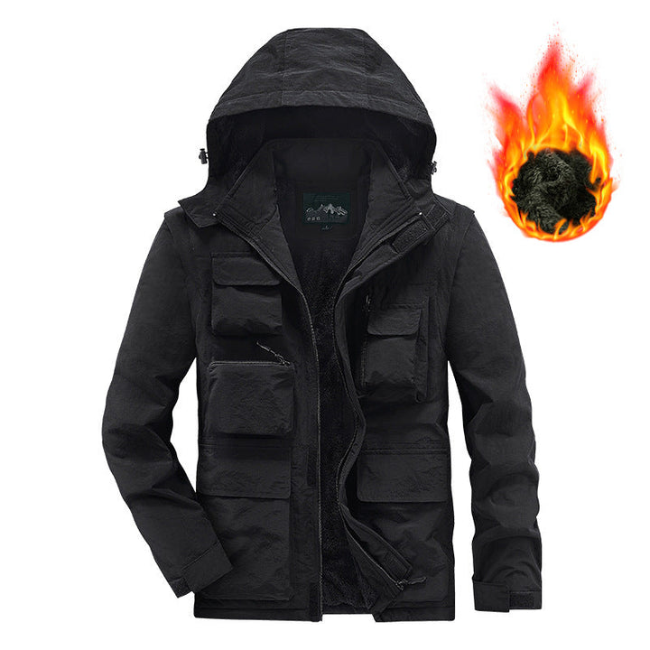 Herr Expedition Fältjacka med Warming Teddy Fleecefoder och Organizer Fickor