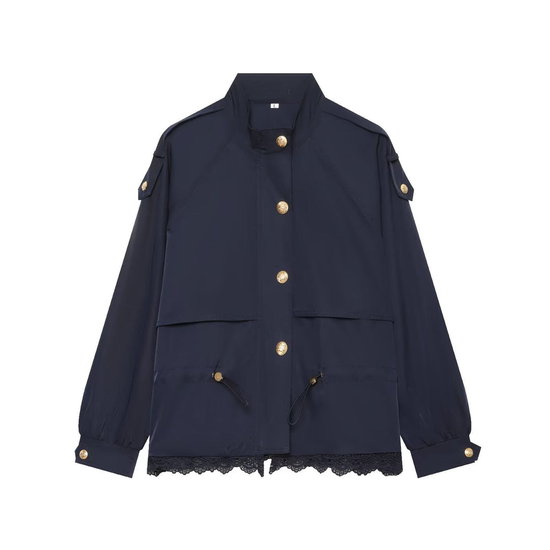 Dam Lätt Parka Jacka med Drawstring och Lace Nederkant