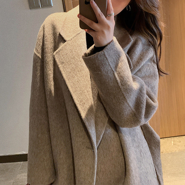 Dam elegant och avslappnad oversize ull jacka Drune