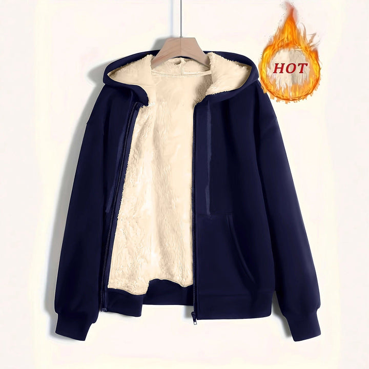 Dam Cozy Fleece Jacka med Dragkedja och Huva