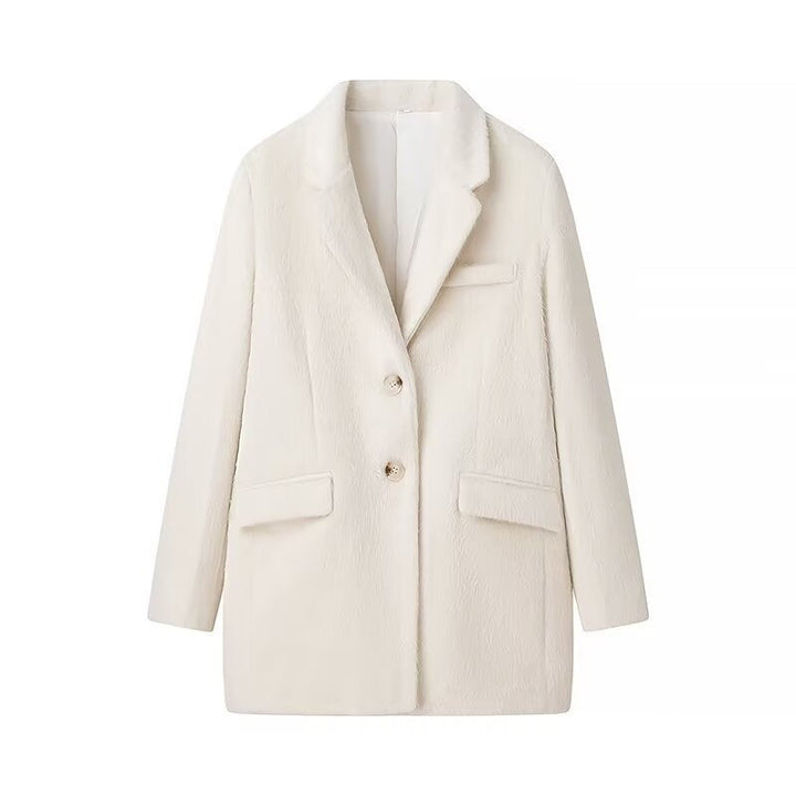 Dam vadderad oversize blazer kappa med slagkrage och utanpåfickor