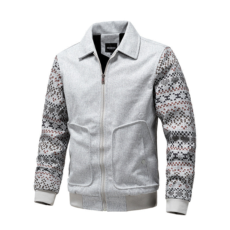 Herr Zip-Up Knit Jacka med Norwegian Ärmar