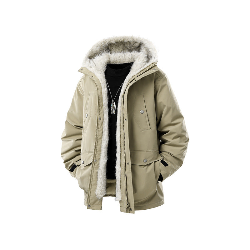 Herr Fodrad Winterparka med Fuskpälshuva och Termofoder, Wind- och Vattenavvisande