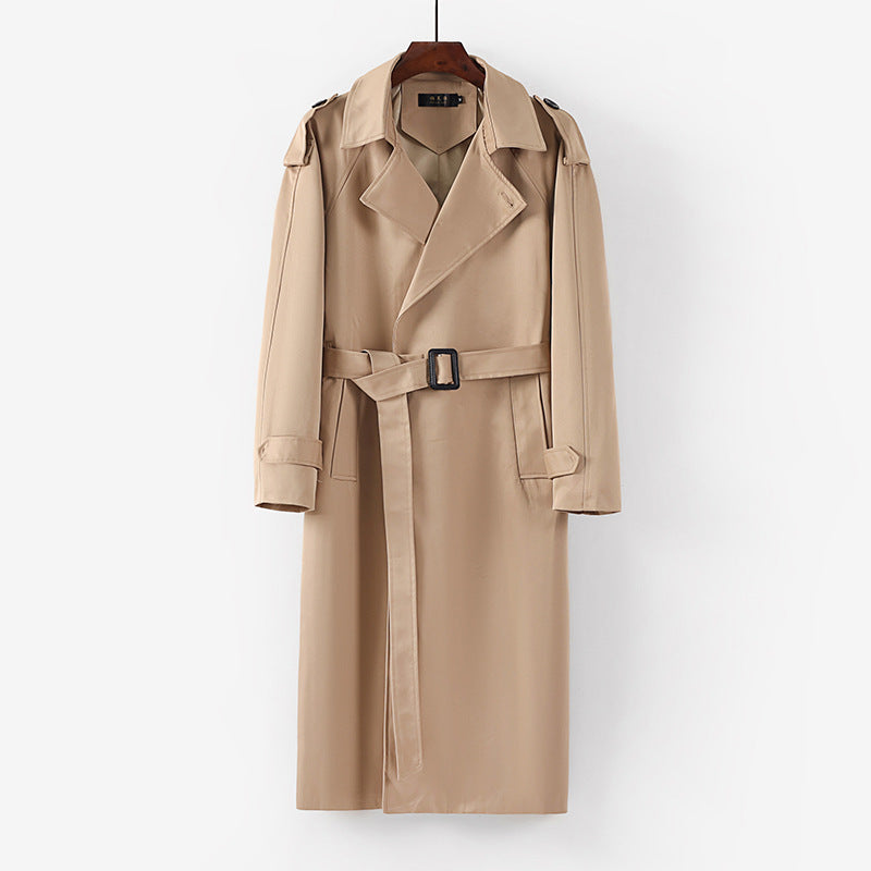 Unisex längre minimalistisk trenchcoat med bälte och shoulder epaulets