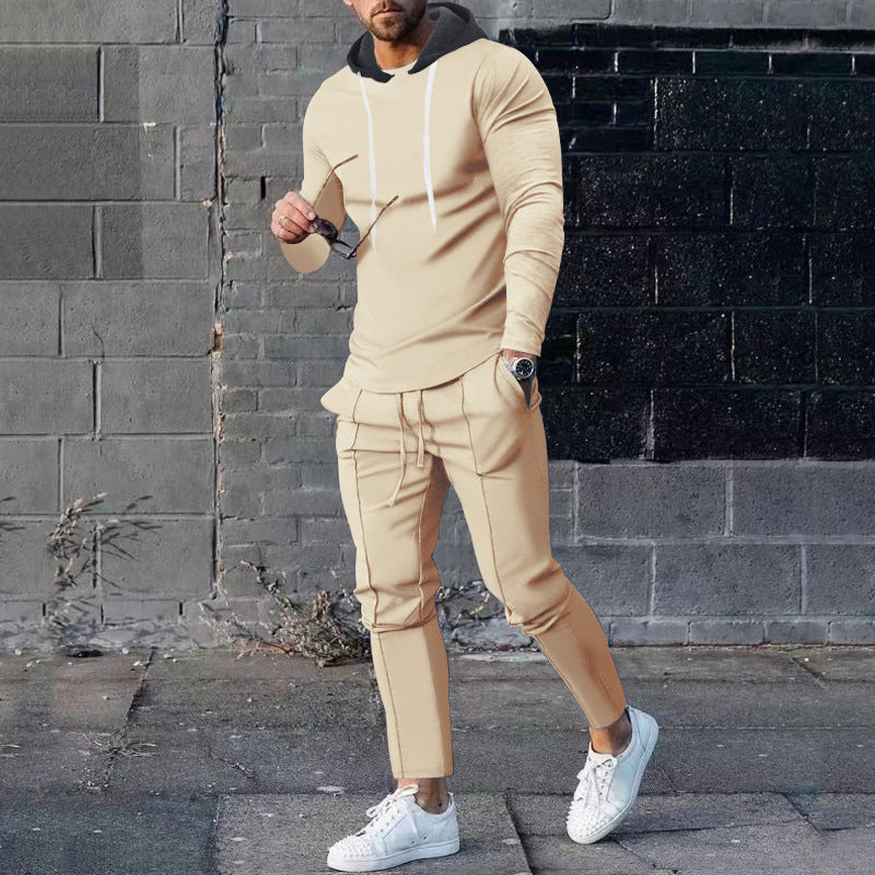 Herr Two-Piece Luvtröja Lounge Set med Smal Passform Luvtröja och Tapered Joggingbyxor