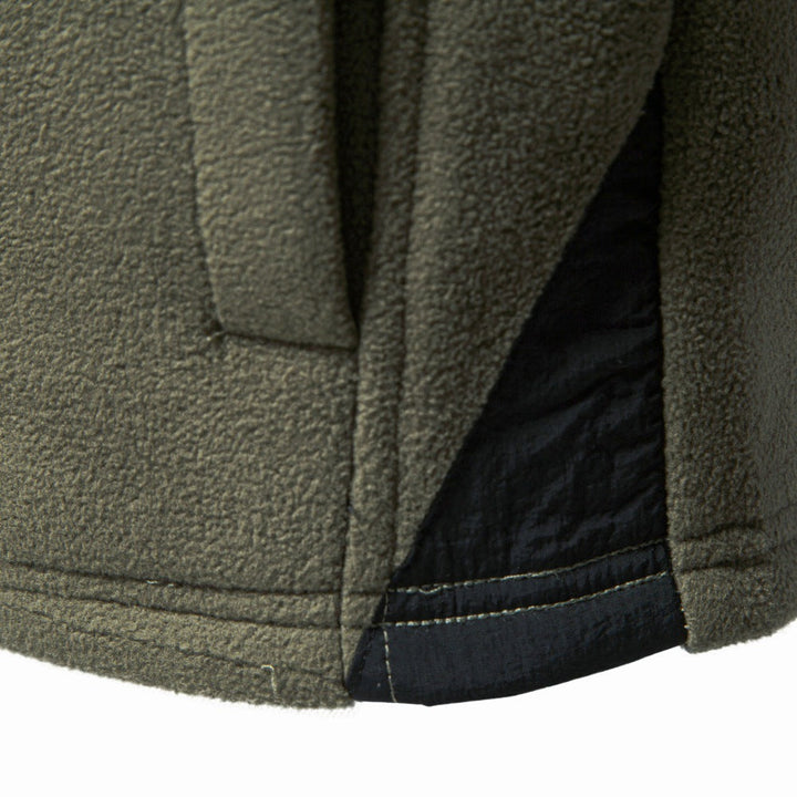 Herr Fleece Pullover med Ståkrage, Tryckknappsslå, och Ärmficka