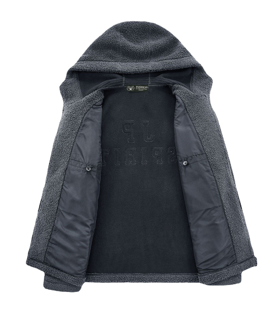 Herr Sherpa-Fleece med Dragkedja Luvtröja med Dragkedja och Bröstficka