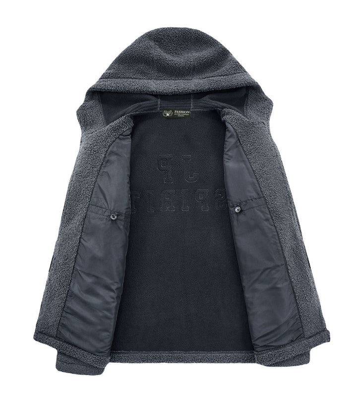 Herr Sherpa-Fleece med Dragkedja Luvtröja med Dragkedja och Bröstficka