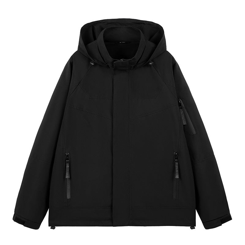 Herr vattenavvisande teknisk urban hoodiejacka med ergonomic huva, dold dragkedja, och seam-sealed funktion fickor