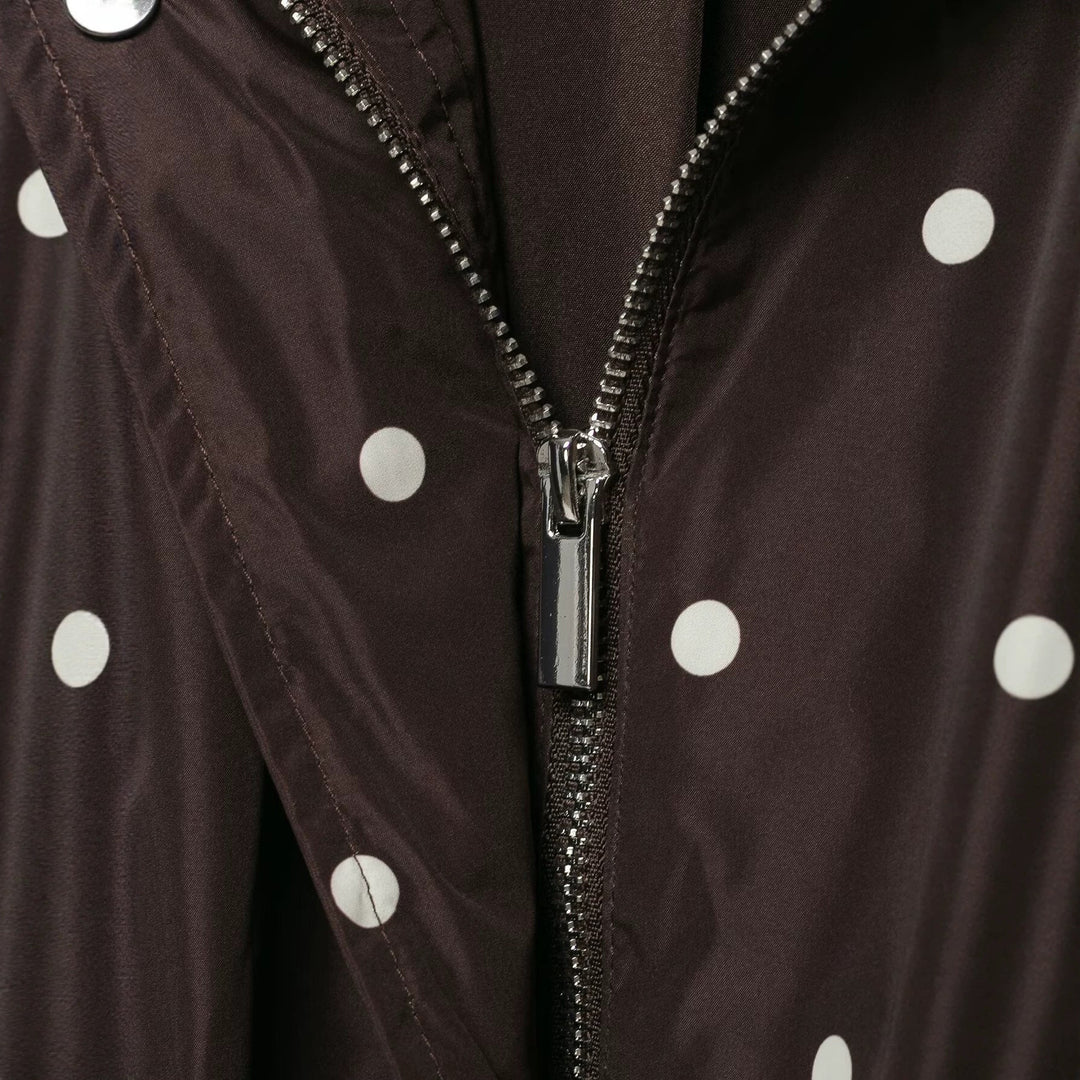 Dam lätt kort Rain jacka med Stand krage, Snap knappslå och Polka Dot design