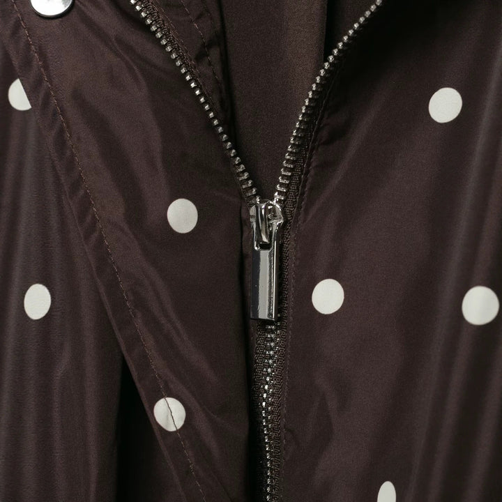 Dam lätt kort Rain jacka med Stand krage, Snap knappslå och Polka Dot design